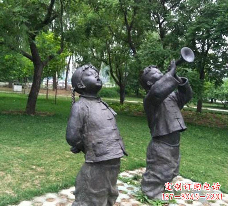 宜宾铜雕儿童吹唢呐