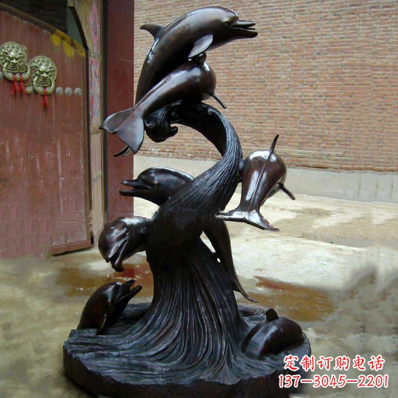 宜宾铜雕海豚景观雕塑