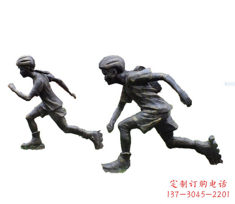 宜宾铜雕民俗溜冰儿童摆件