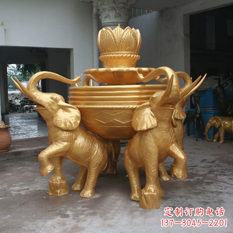 宜宾铜雕喷水大象雕塑