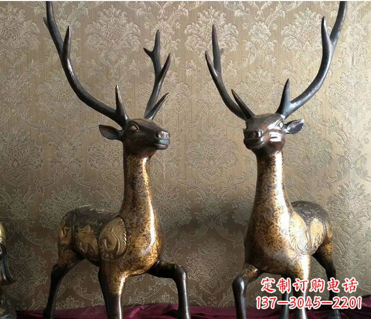 宜宾铜雕室内装饰动物鹿雕塑