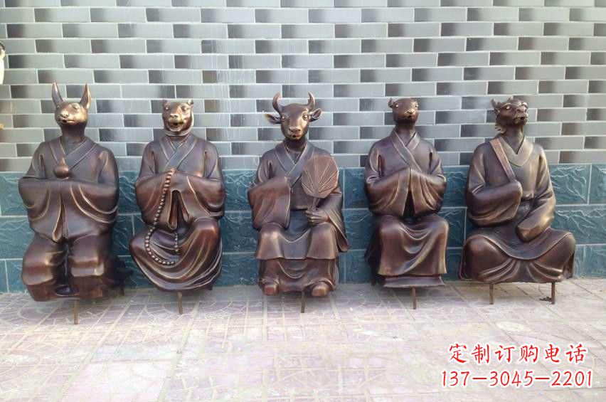 宜宾铜雕兽首人身十二生肖雕塑