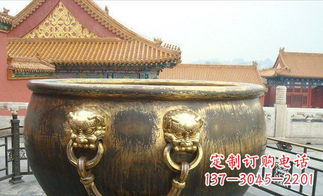宜宾铜雕水缸寺庙景观雕塑 (2)