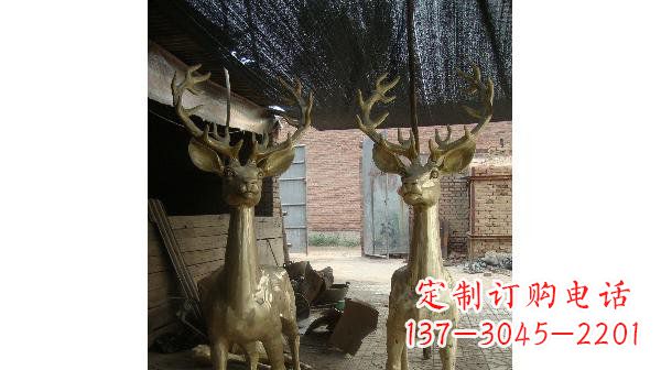 宜宾铜雕小鹿公园动物雕塑 (2)