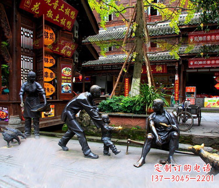 宜宾铜雕学走路儿童街道人物雕塑