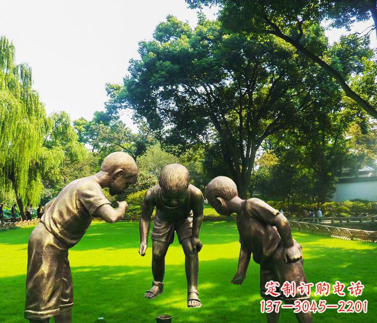 宜宾铜雕园林玩陀螺儿童雕塑