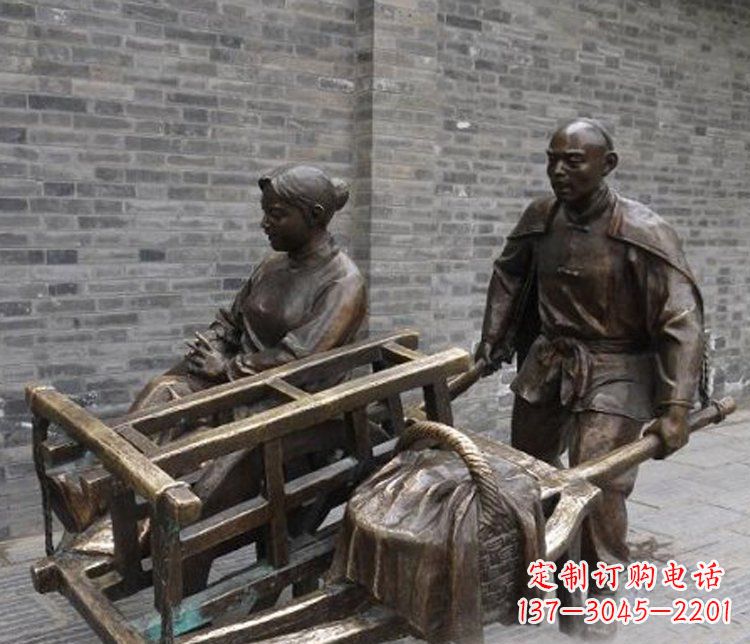 宜宾推独轮车的人物铜雕