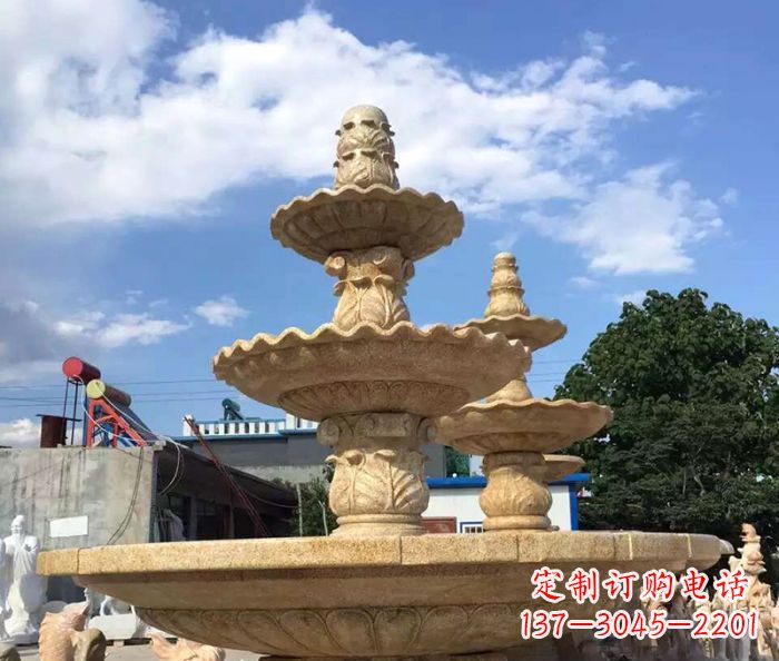 宜宾晚霞红多层喷泉石雕