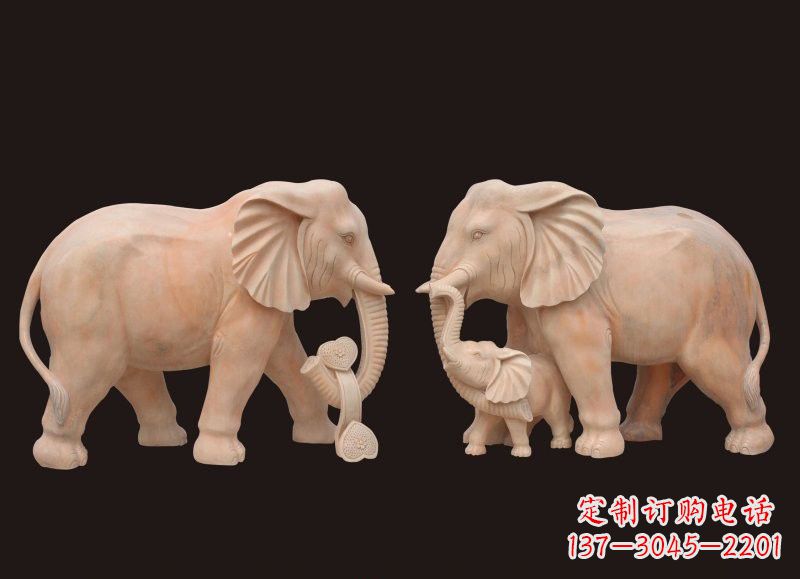 宜宾晚霞红母子大象雕塑