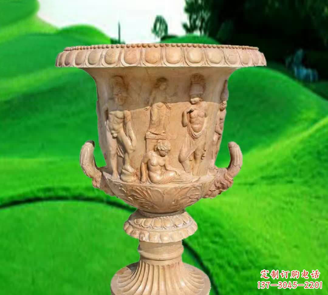 宜宾晚霞红欧式花盆石雕