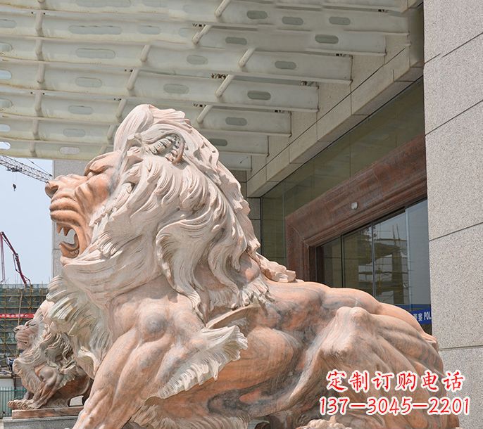 宜宾晚霞红欧式狮子石雕 (3)