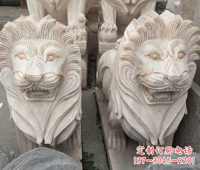 宜宾晚霞红欧式狮子石雕 (2)
