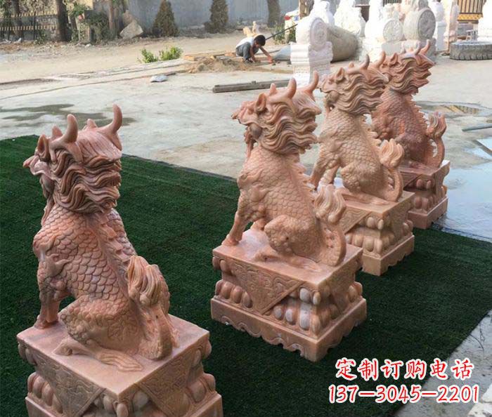 宜宾晚霞红麒麟招财镇宅石雕
