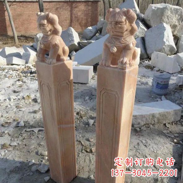 宜宾晚霞红狮子拴马桩