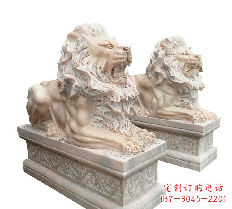 宜宾晚霞红石材欧式狮子
