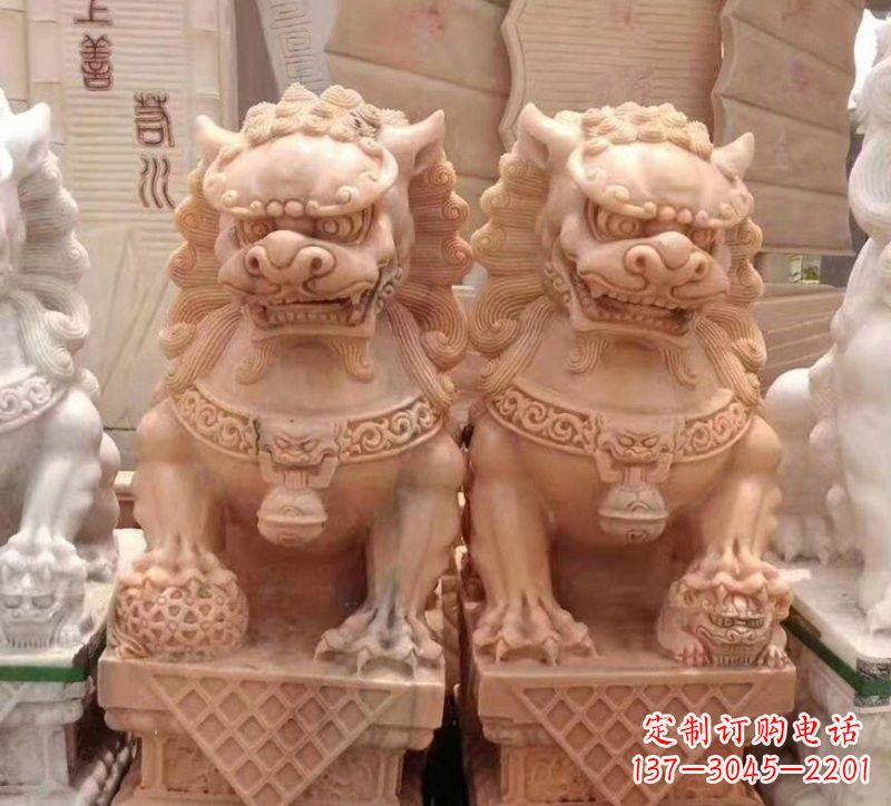 宜宾晚霞红石雕狮子