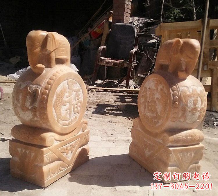 宜宾晚霞红小象门墩