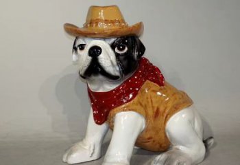 宜宾任性可爱的牛仔造型斗牛犬雕塑