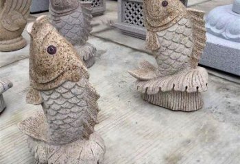 宜宾花岗岩石雕-鲤鱼雕塑
