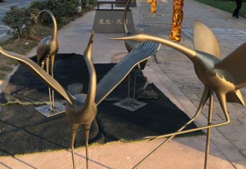宜宾上海不锈钢动物鹤雕塑，精美绝伦