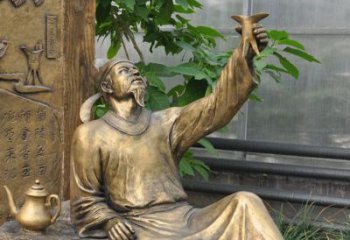 宜宾象征文学大师李白的铜雕像