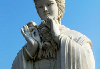 宜宾石榴之美——十二花神之五月石榴李氏汉白玉古代美女雕像