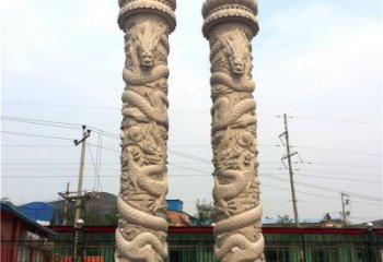 宜宾石雕华表盘龙柱，雕塑工艺的精美展示