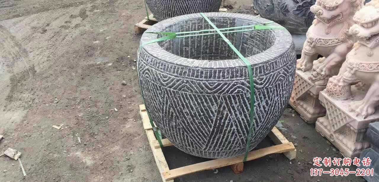 宜宾纹理石浮雕水缸