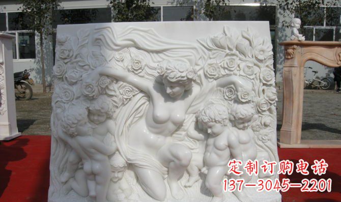 宜宾西方女人与孩子汉白玉浮雕