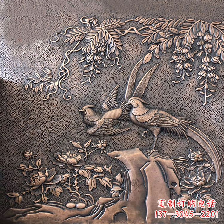 宜宾喜鹊紫铜浮雕装饰画