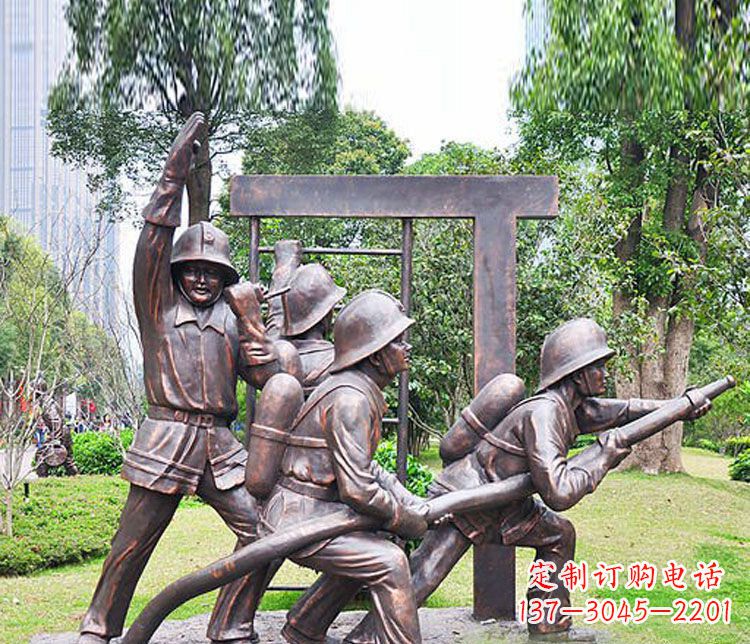 宜宾消防员人物铜雕 (2)