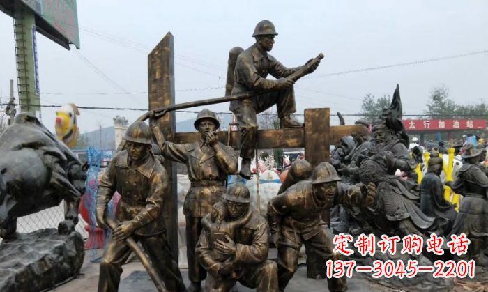 宜宾消防战士人物铜雕