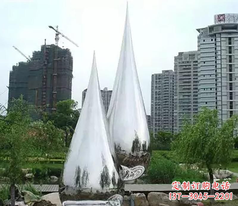 宜宾小区不锈钢水滴雕塑