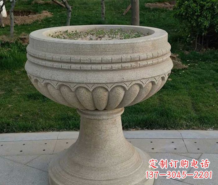 宜宾小区大理石花盆摆件石雕