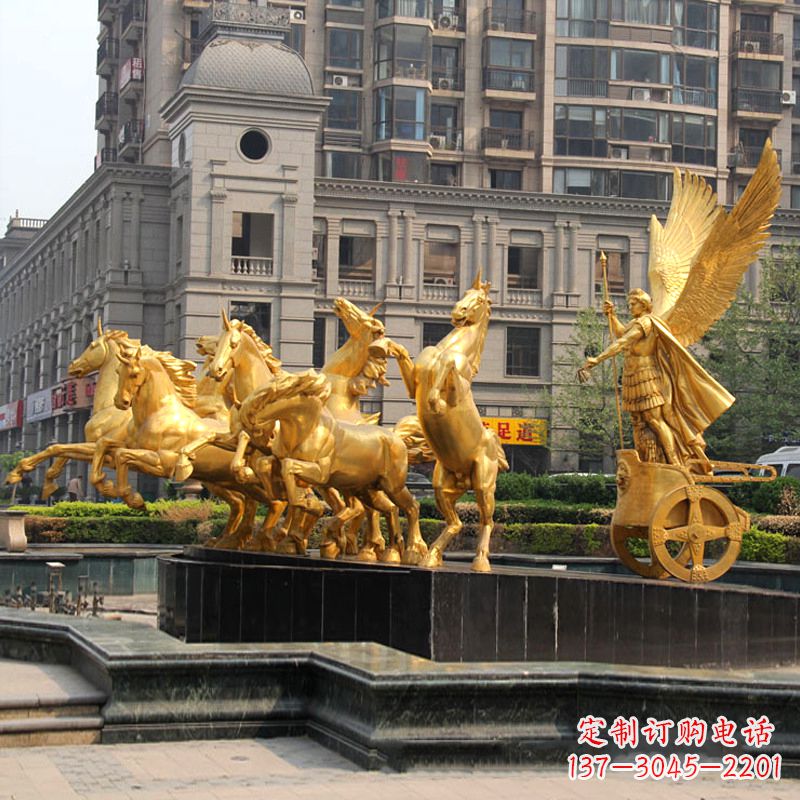 宜宾小区大门阿波罗战车鎏金景观铜雕