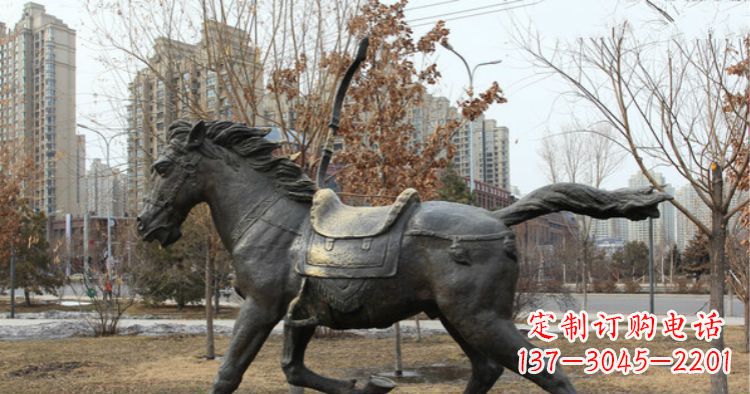 宜宾小区动物奔跑的马铜雕