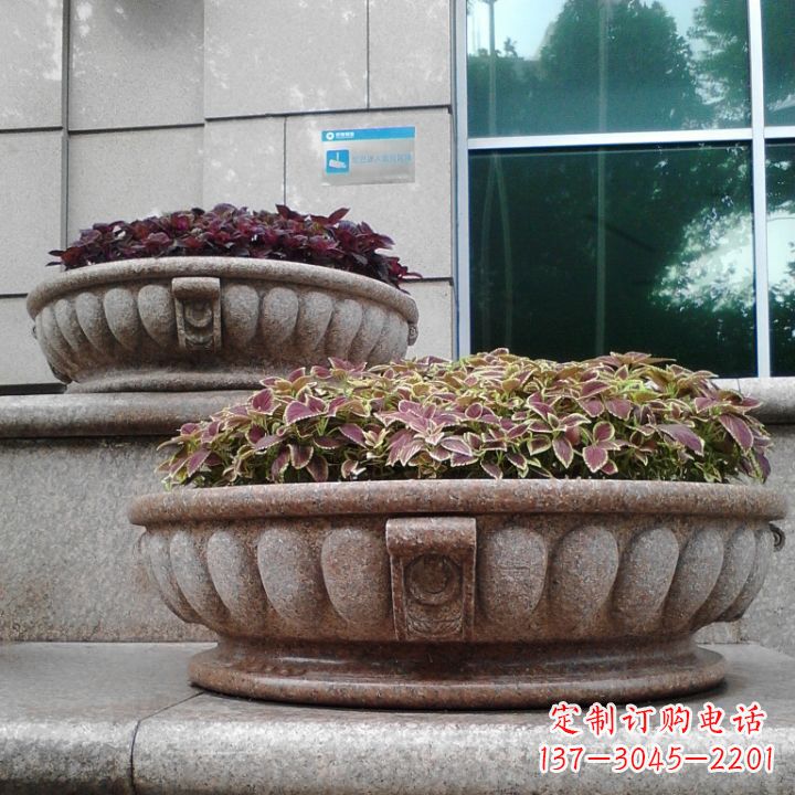 宜宾小区花岗岩石雕花盆