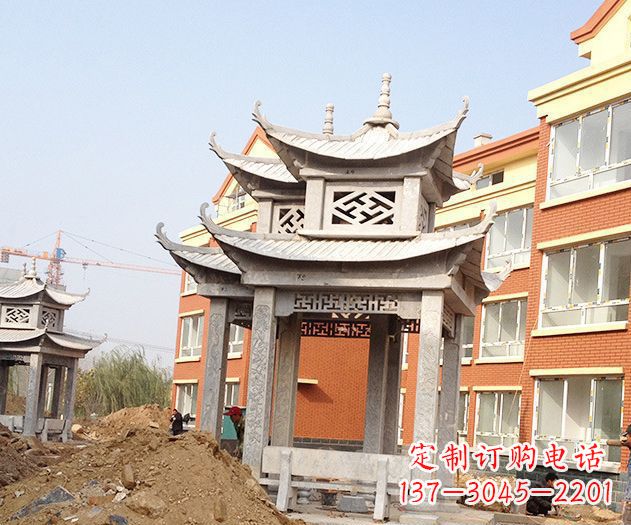 宜宾小区景观大理石凉亭石雕