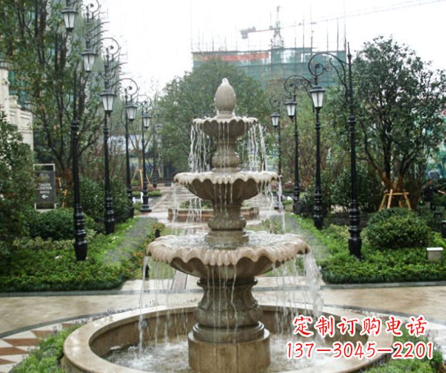 宜宾小区景观大理石喷泉石雕 (4)