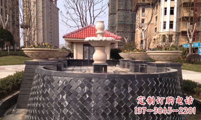 宜宾小区景观大理石喷泉石雕 (3)