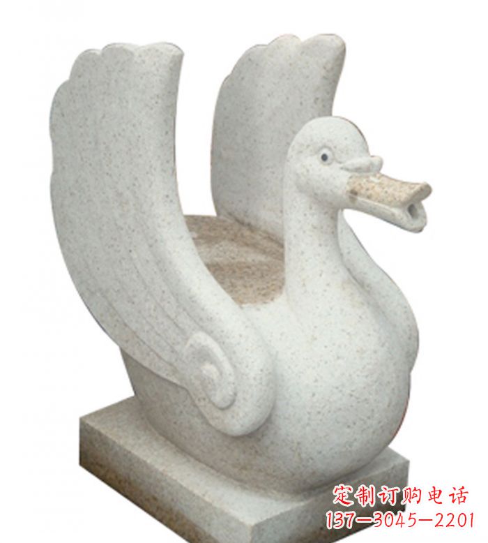 宜宾小区景观大理石天鹅喷泉石雕 (2)