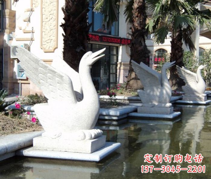 宜宾小区景观大理石天鹅喷泉石雕