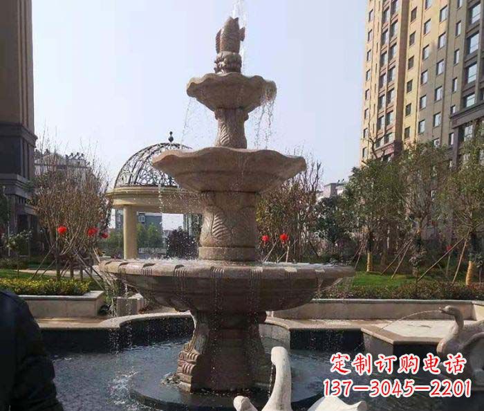 宜宾小区景观晚霞红鲤鱼石雕喷泉