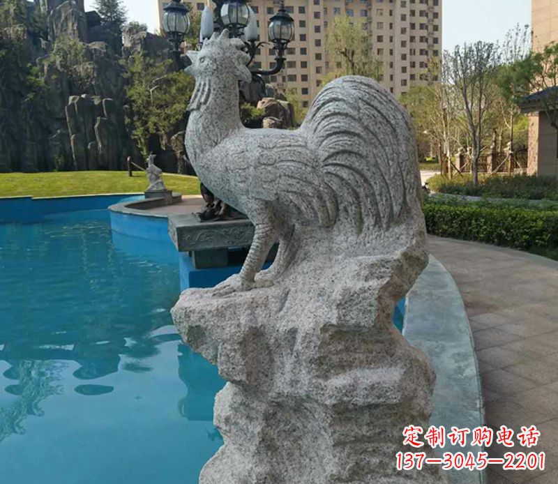 宜宾小区十二生肖鸡动物石雕