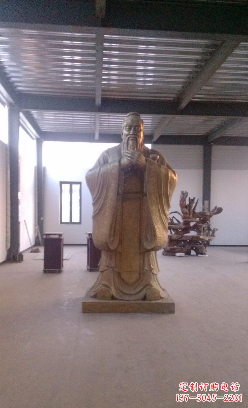 宜宾校园仿铜老子玻璃钢名人雕塑