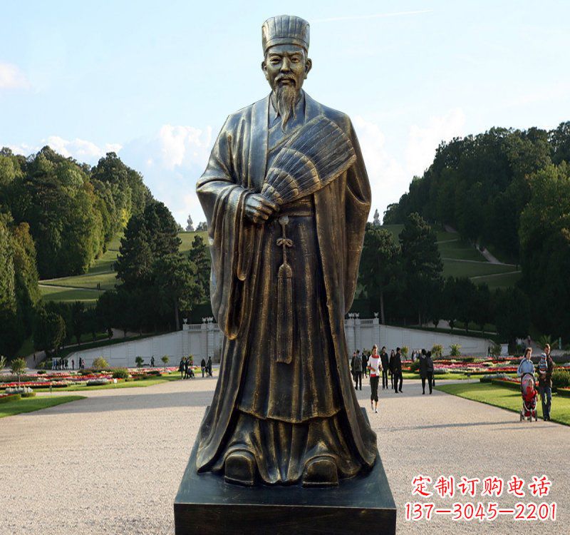 宜宾校园古代名人诸葛亮铜雕