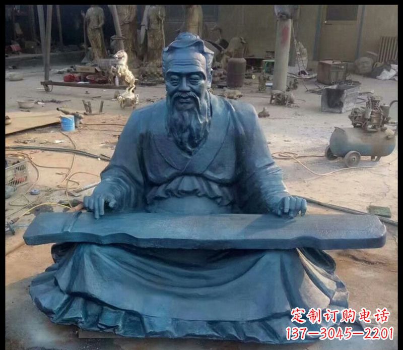 宜宾校园孔子弹琴铜雕