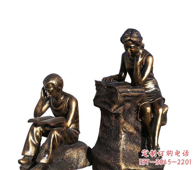 宜宾校园铸铜学生看书人物雕塑
