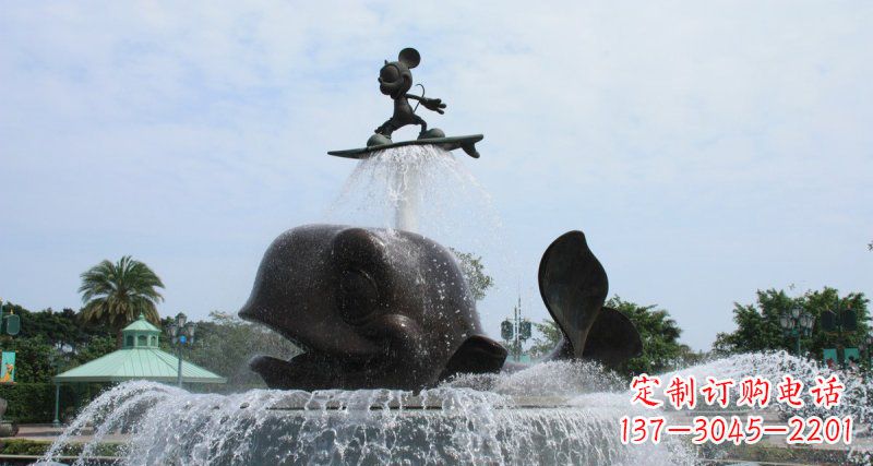 宜宾游乐园鲸鱼喷泉和米老鼠景观铜雕