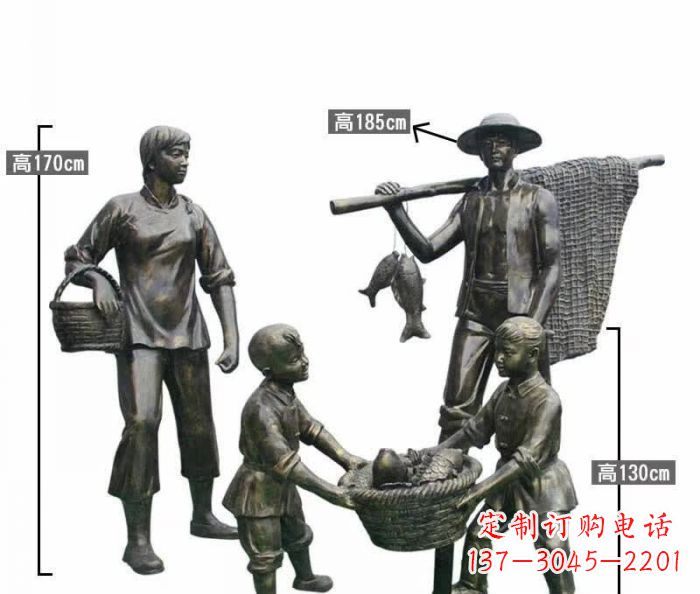 宜宾渔夫捕鱼民俗铜雕 (3)